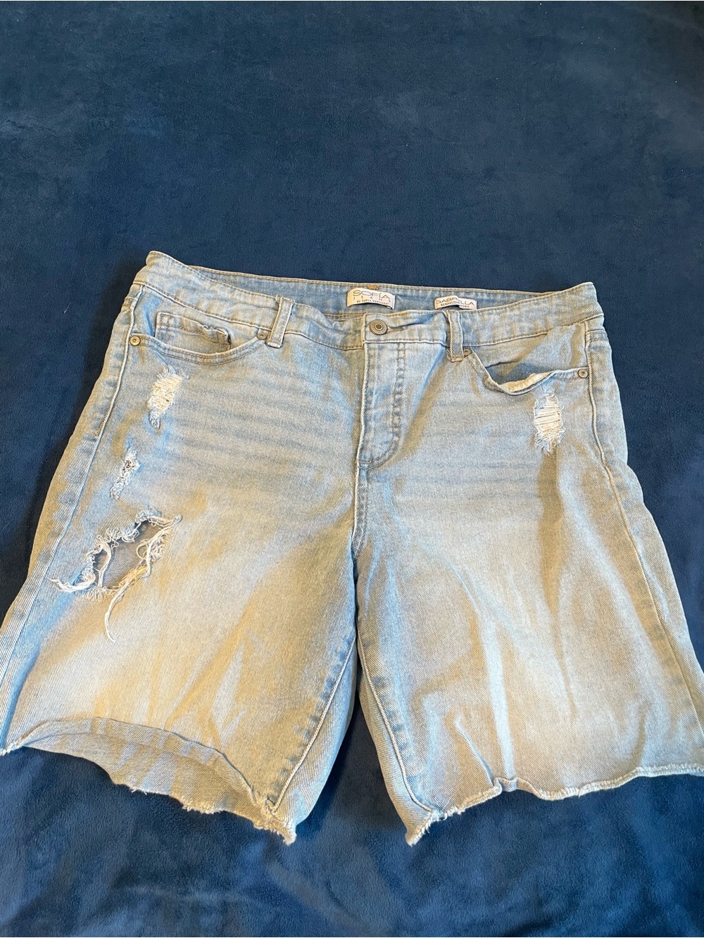 sofia by sofia vergara Light Blue Distressed Jean Shorts